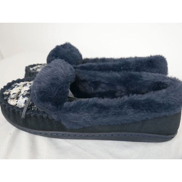 Charter Club Dorenda Moccasin Slippers Navy Boucle 8M - Picture 3 of 7